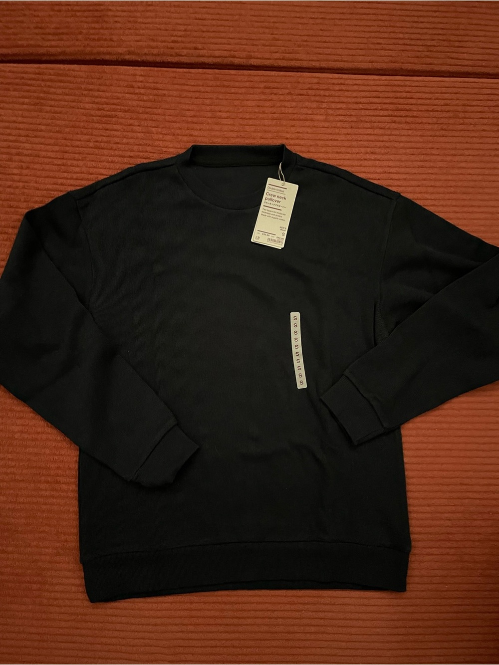 Muji NEW Men's Black Crewneck Sweatshirt - Classic Pullover size S